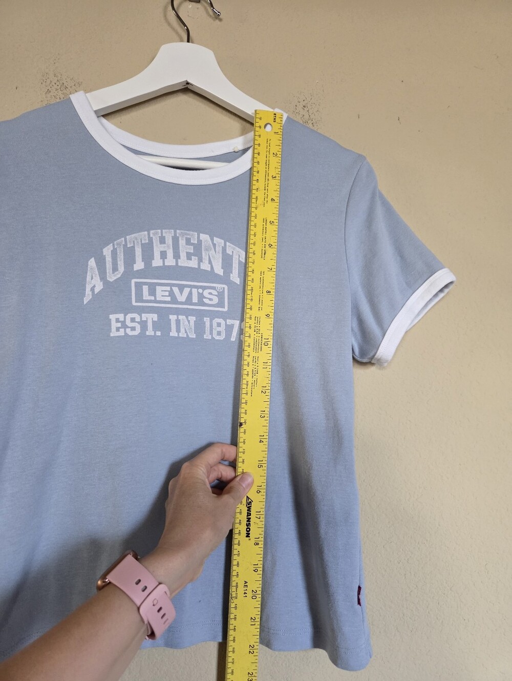 Levis Powder Blue White Ringer Tee Authentic - Picture 2 of 6